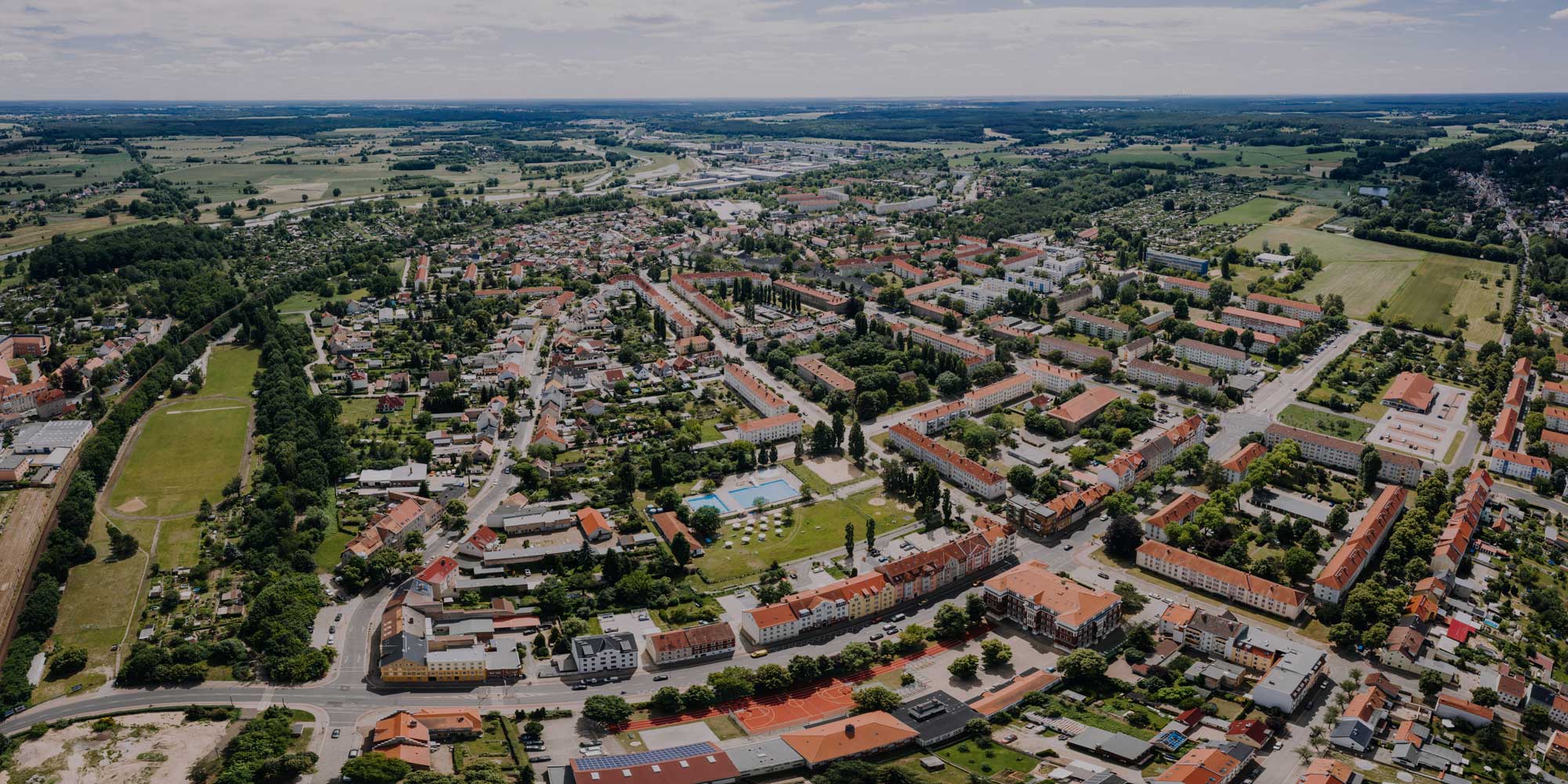 Luftaufnahme der Stadt Guben mit Blick in Richtung Süden.